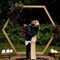 Wooden Wedding Arch Hexagon Arbor Backdrop Stand for Indoor Outdoor Garden Decor
